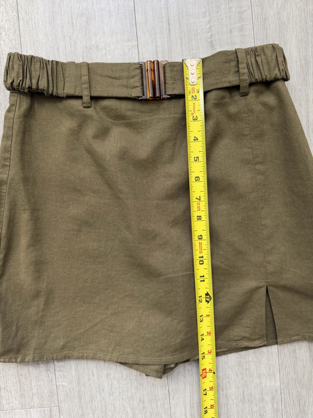 Zara Khaki Linen Blend Belted Skort High Waisted Size S - Picture 6 of 10